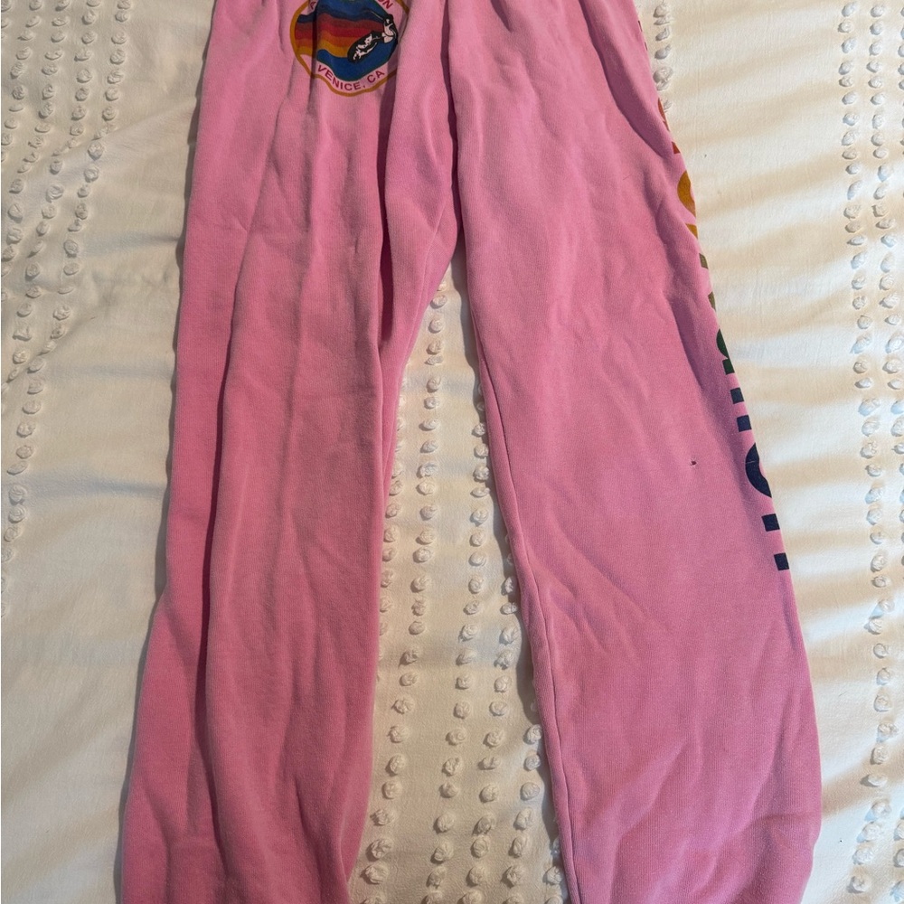 Aviator Nation Pink Sweatpants with Decorative Detailing